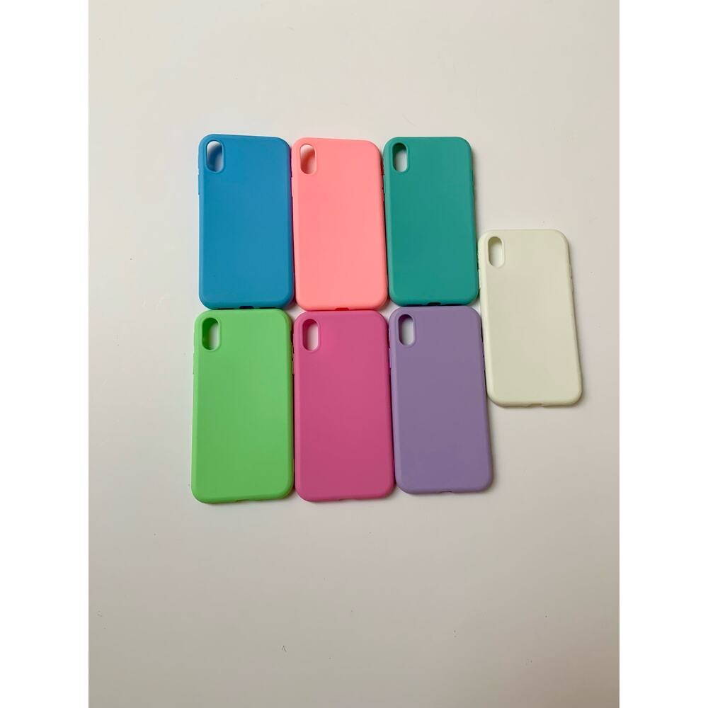 I Phone XR Phone case Bundle 7 Silicone Phone Cases Blue Pink Green Purple White